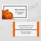 バラフローラモダンミニマルなフリーランサー・オレンジ 名刺 (正面/裏面)