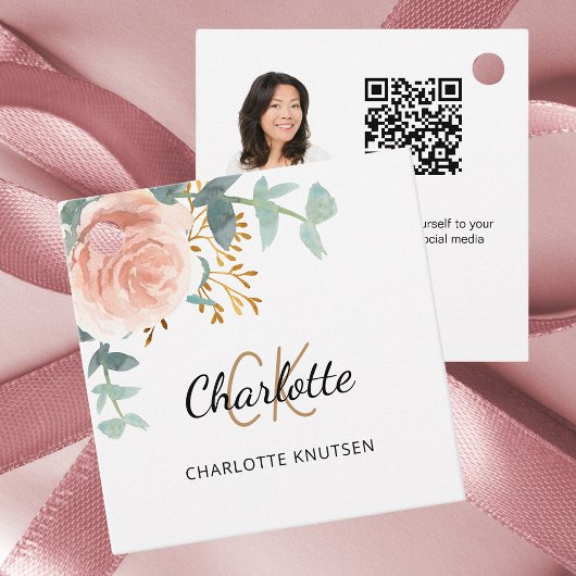 バラフローラモノグラム名事業QRフォトラベル フェイバータグ