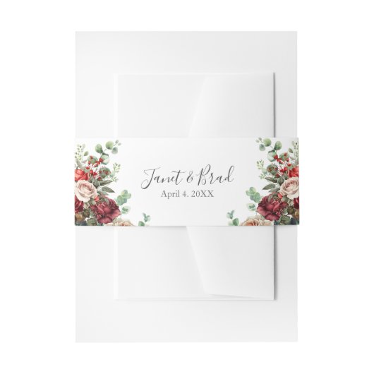 バラフローラユーカリ結婚プス 招待状ベリーバンド (正面例)