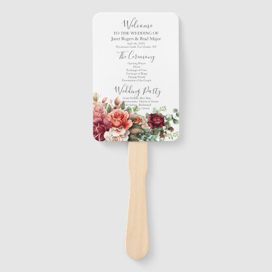 バラフローラユーカリ結婚式 プログラム ハンドファン (正面)