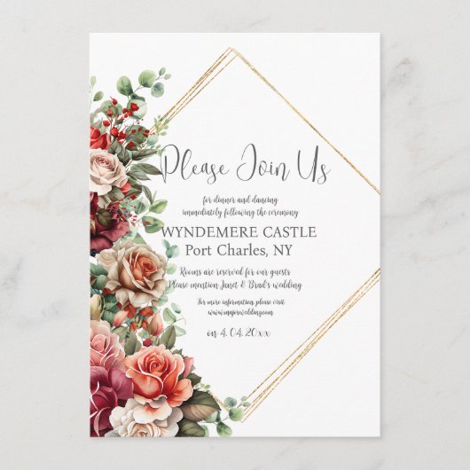 バラフローラユーカリQRコード結婚ズ エンクロージャーカード (正面)