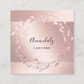 バラフローラリースエレガントイベントプランナーピンク スクエア名刺 (正面)