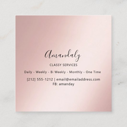 バラフローラリースエレガントイベントプランナーピンク スクエア名刺 (裏面)