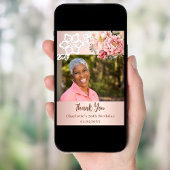 バラフローラレース誕生日フォトサンキューカード 招待状