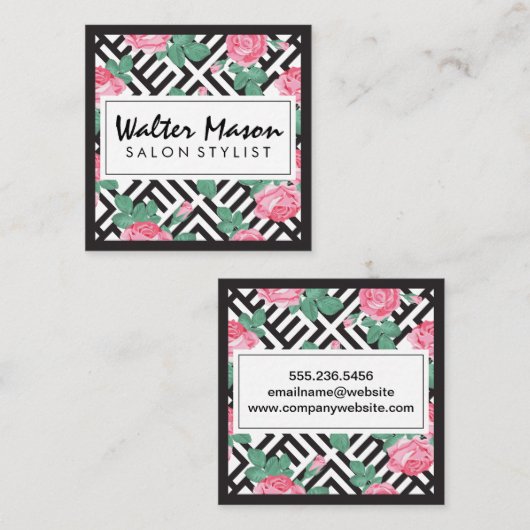 バラフローラ幾何学的パターン スクエア名刺 (正面/裏面)