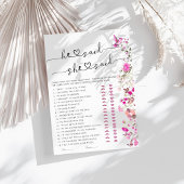 バラフローラ彼は彼女はブライダルシャワーゲームと言った