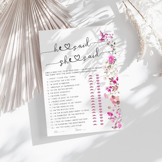 バラフローラ彼は彼女はブライダルシャワーゲームと言った