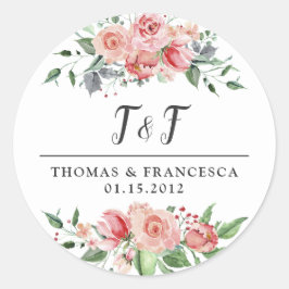 バラフローラ水カラー結婚式用シール ラウンドシール
