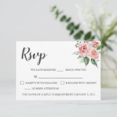 バラフローラ水彩結婚式RSVPカード 出欠カード (スタンド正面)