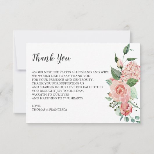 バラフローラ水結婚色のサンキューカード サンキューカード (正面)