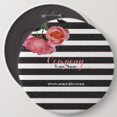 バラフローラ白黒ストライプ – ボタン 缶バッジ (正面&裏面)