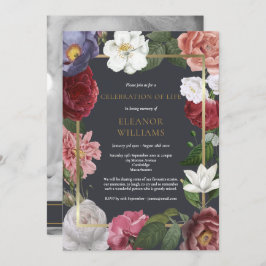 バラフローラ白黒フォト葬儀 招待状