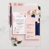 バラフローラ編集可能結婚式招待状カード 招待状 (正面/裏面)