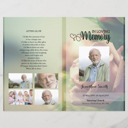 バラフローラ葬儀プログラムテンプレート (正面)