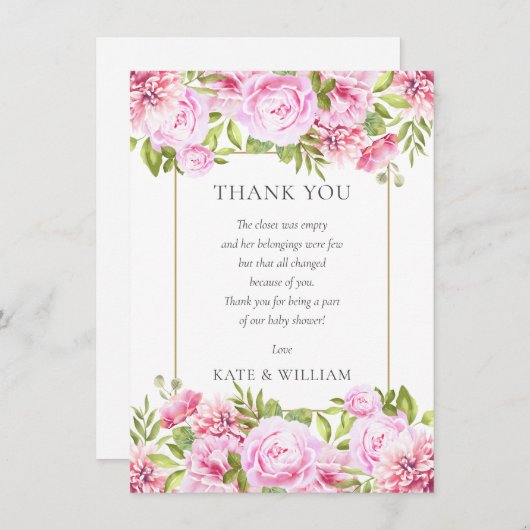 バラフローラ赤ちゃんシャワー詩 サンキューカード (正面/裏面)