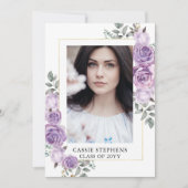 バラフローラ4フォトコラージュ金ゴールドフレーム卒業 案内状 (正面)