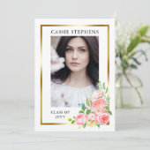 バラフローラ4フォトコラージュ金ゴールドフレーム卒業 案内状 (スタンド正面)