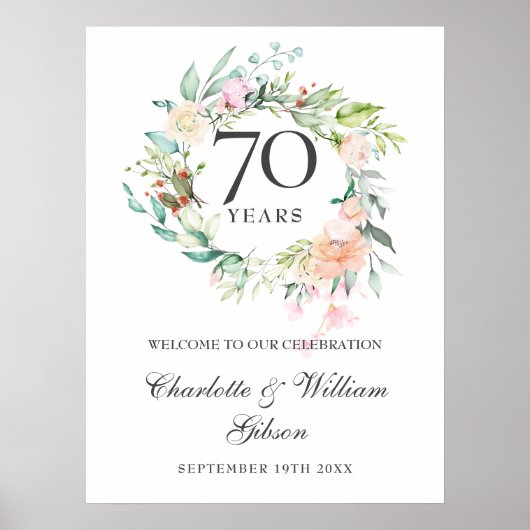バラフローラ70結婚周年ウェルカムサイン ポスター (正面)