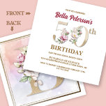 バラフローラB 50thバースデーパーティー 招待状<br><div class="desc">誕生祝いの名前の裏側に文字Bから始まるバラの女の子の名前に付けられたエレガントフローラ・モノグラムBデザインで完璧な50番目のを整理する。招待状の中でフローラ数字を使用して祝賀年齢を強調する。</div>