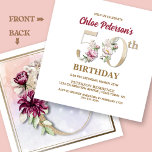 バラフローラC 50th誕生日パーティー 招待状<br><div class="desc">誕生祝いの名前の裏側に文字Cから始まるの名前に使われるバラフローラモノグラムCデザインで完璧な50番目のを整理するエレガント。フローラ数字は招待状の中で使用され、お祝いの年齢を強調する。</div>