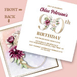 バラフローラC 90th誕生日パーティー 招待状<br><div class="desc">誕生祝いの名前の裏側に文字Cから始まるの名前を示すフローラモノグラムCデザインで完璧な90番目のバラを整理するエレガント。フローラ数字は招待状の中で使用され、お祝いの年齢を強調する。</div>