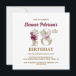 バラフローラE 18thバースデーパーティー 招待状<br><div class="desc">バラの女の子の名前の文字Eから始まるフローラの名前のために逆側に特色を持つ完璧な18誕生祝いを整理するエレガント。フローラ数字が招待状の中で使用されエレガント、お祝いの年齢を強調する。</div>