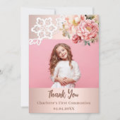 バラフローラFirst Communion写真サンキューカード 招待状 (正面)