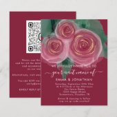 バラフローラQRコードピンクバーガンディーグリーン金ゴールド (正面/裏面)