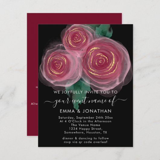 バラフローラQRコード金ゴールドブルゴーニュブラック (正面/裏面)