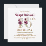 バラフローラR 16th誕生日パーティーの招待状 招待状<br><div class="desc">バラの女の子の名前の文字Rから始まるの裏側に表示されるこの誕生祝いフローラモノグラムRデザインで完璧な16を整理するエレガント。フローラ数字は招待状の中で使用され、お祝いの年齢を強調する。</div>