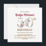 バラフローラR 50th Birthday Partyへの招待 招待状<br><div class="desc">バラの女性の名前の文字Rから始まるの名前の裏側に示されたエレガントフローラ・モノグラムRデザインで完璧な50番目の誕生祝いを整理するエレガント。フローラ数字は招待状の中で使用され、お祝いの年齢を強調する。</div>