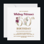 バラフローラW 60th Birthday Partyへの招待 招待状<br><div class="desc">誕生祝いの名前の裏側に文字Wから始まるの名前を示すバラフローラモノグラムWデザインで完璧な60番目のを整理するエレガント。フローラ数字を招待状の中で使用して祝賀年齢を強調する。</div>