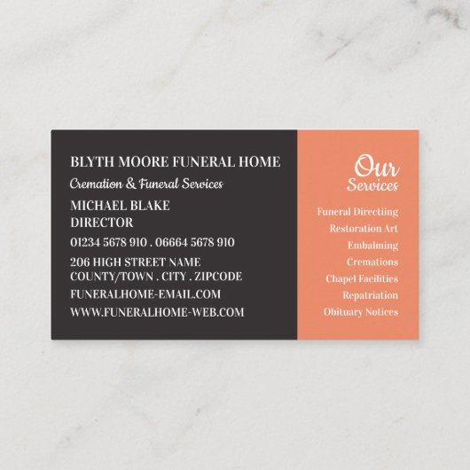 バラブッシュ、葬儀ホーム、ディレクター 名刺 (裏面)