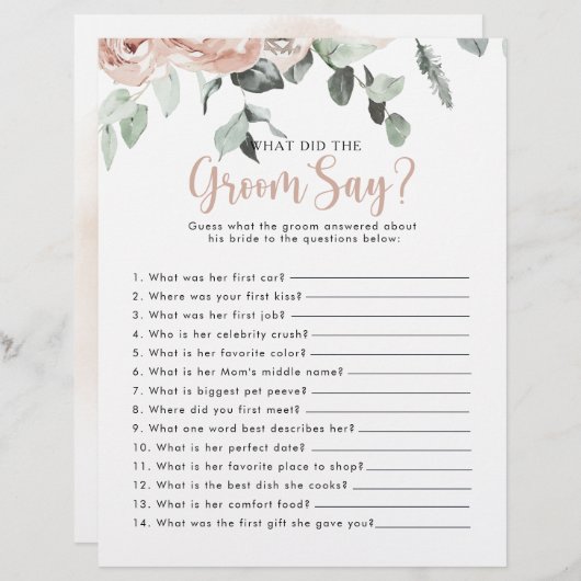 バラブライダルシャワー新郎は何と言った (正面/裏面)