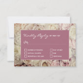 バラブラウン桑RSVPカードバラ背景 出欠カード (正面)
