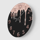 バラブラックアラビア数字グリッタードリップ赤面グリッター ラージ壁時計 (傾斜)