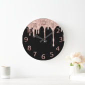 バラブラックアラビア数字グリッタードリップ赤面グリッター ラージ壁時計 (ホーム)