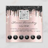 バラブラックドリップ6パンチQRCodeLogoヘア爪、 ネイル スクエア名刺 (裏面)