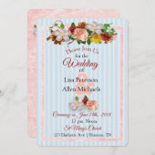 バラブルガンディブルーフローラ結婚式招待状 招待状 (正面/裏面)