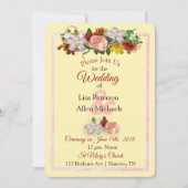 バラブルガンディーイエローフローラ結婚式招待状 招待状 (正面)