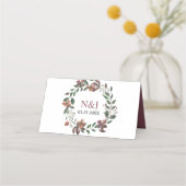 バラブルゴーニュの水色の花みすぼらしいシック プレイスカード (裏面)