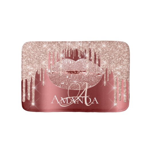 バラブルゴーニュグリッター名モノグラムメイクアップ バスマット (正面)