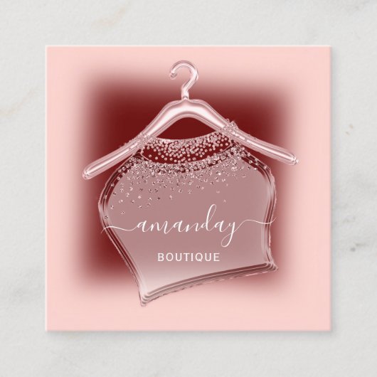 バラブルゴーニュファッションブティックショップクロスハンガー スクエア名刺 (正面)