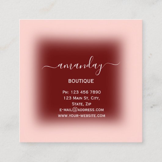 バラブルゴーニュファッションブティックショップクロスハンガー スクエア名刺 (裏面)