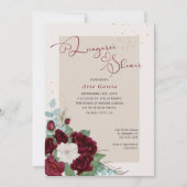 バラブルゴーニュ王室のーアイボリーフローラランジェリーシャワー 招待状 (正面)