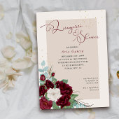 バラブルゴーニュ王室のーアイボリーフローラランジェリーシャワー 招待状