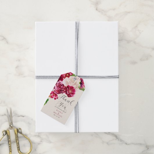 バラブルゴーニュ/結婚クリームありがとうございすID584 ギフトタグ (より糸付き)