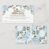 バラブルーサファリベイビーシャワーおむつラッフルインサート 名刺 (正面/裏面)