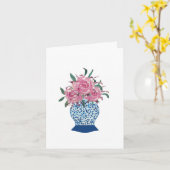 バラブルーホワイトジンジャージャガーグリーティングカード カード (黄色い花)