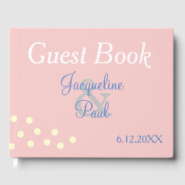 バラブルー水玉模様結婚ハート ゲストブック